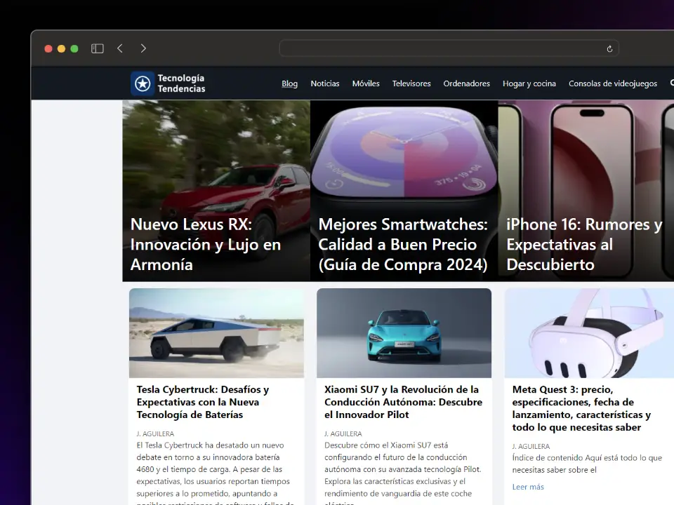 Captura de pantalla del proyecto Tecnologíaytendencias.com - Blog de tecnología y tendencias