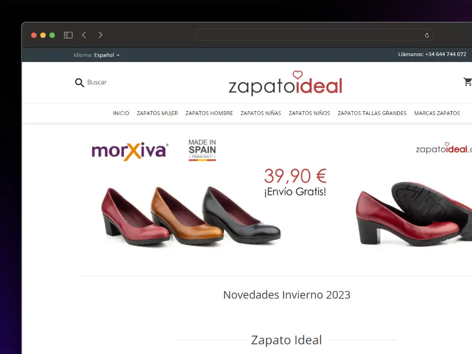 Captura de pantalla del proyecto ZapatoIdeal.com - Tienda Online de Zapatos